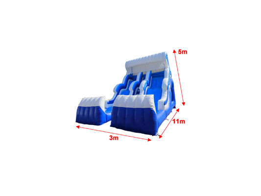 Golven Water Twee opblaasbare glijbanen Wit en Blauw Met Twee zwembad