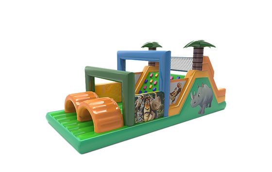 Jongle Theme Dier Neushoorn opblaasbare obstakelbaan met Palm