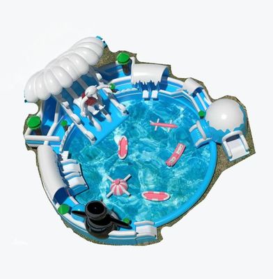 Sneeuwwereld Buitenopblaasbaar waterpark op maat met groot rond zwembad