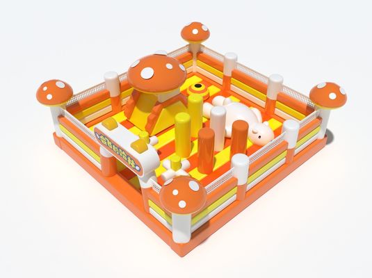 Opblaasbaar kasteel in de stijl van de oranje paddenstoel opblaasbaar springkastel