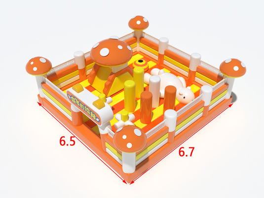 Opblaasbaar kasteel in de stijl van de oranje paddenstoel opblaasbaar springkastel