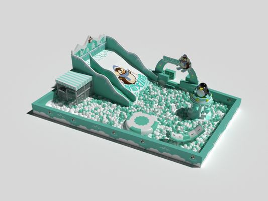 Pinguïn thema Indoor speeltuin opblaasbaar kasteel Spring met ballen zwembad