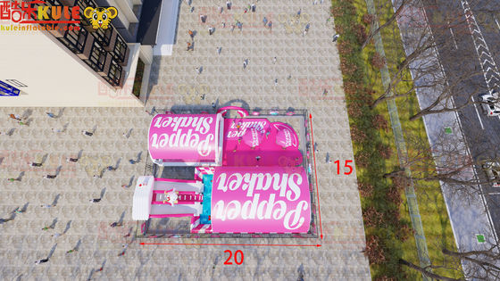 Roze opblaasbare waterspeelplaats 20*15m voor zomergevoel