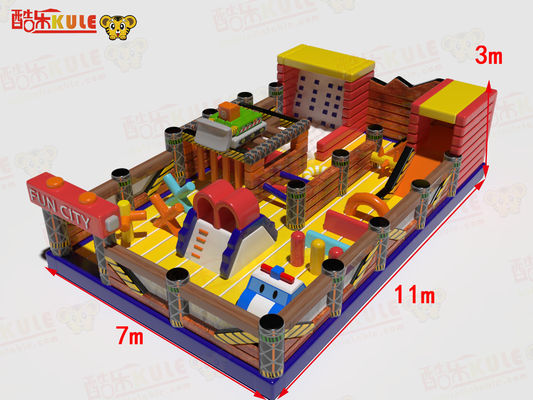 Fun City opblaasbare binnen speeltuin 11*7*3m met wandklimslides