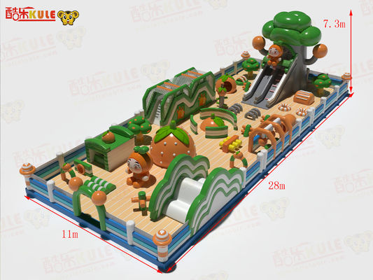 Kinderen speeltuin Bouncy opblaasbare kastelen Groen Oranje 28*11*7.3m