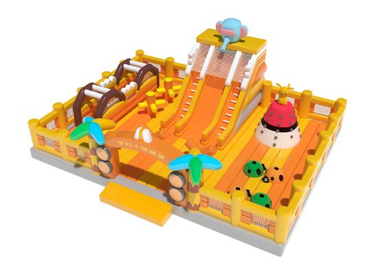 Opblaasbaar Magic Castle Bounce House Speelplaats Oranje Geel