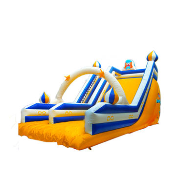 Wit Geel Blauw Kinderen pretpark Opblaasbare glijbaan Te huur