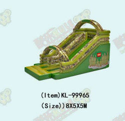 Kinderen pretpark opblaasbare groene China leger glijbaan te huur