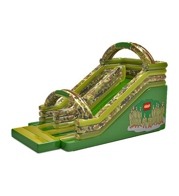 Kinderen pretpark opblaasbare groene China leger glijbaan te huur