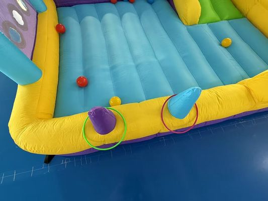 Polyester Oxford opblaasbare Paarse Gele Blauwe Glijbaan Met Toss Play