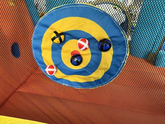 Polyester Oxford opblaasbare blauwe en oranje waterglijbaan voor kinderen pretpark