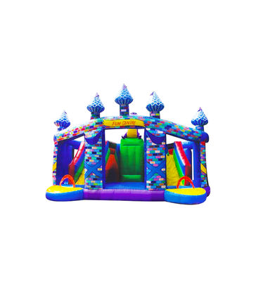Commercieel Jump House Kasteel Met Twee Lanen Glijbaan
