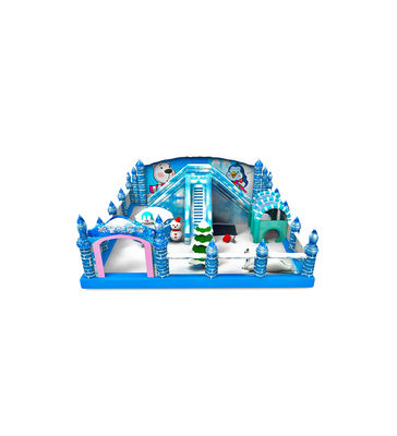Sneeuwthema kinder pretpark opblaasbaar met twee glijbouten