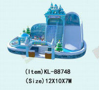 Blue Ice Land Kinderen pretpark opblaasbare glijbaan springbalk