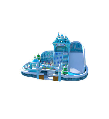 Blue Ice Land Kinderen pretpark opblaasbare glijbaan springbalk