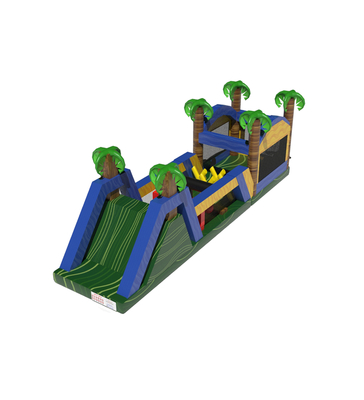 Tropische opblaasbare speeltuin: een leuke obstakelbaan Jungle Palm Tree - thema