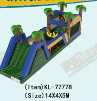 Tropische opblaasbare speeltuin: een leuke obstakelbaan Jungle Palm Tree - thema