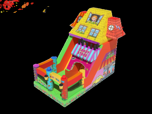 Fun Park droog opblaasbare springglijbanen met snoepwinkel thema
