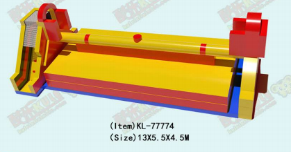 Geel - Rood opblaasbare speelstructuur vrolijke bouwmachine