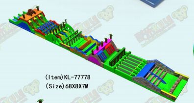 Levendige dynamische multi-kleurige opblaasbare obstakelwedstrijd speeltuin