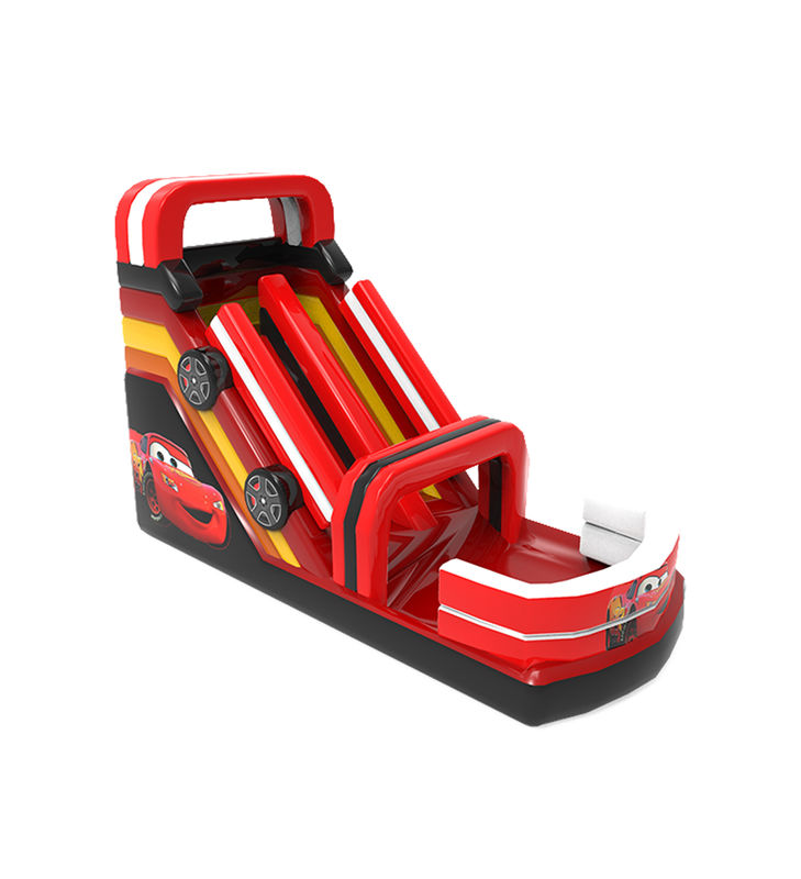 Rode kleur Racing Car opblaasbare glibberige glijbaan te huur