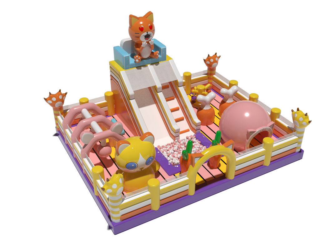 Springende opblaasbare kastelen Roze Geel Kleur Voor kinderen